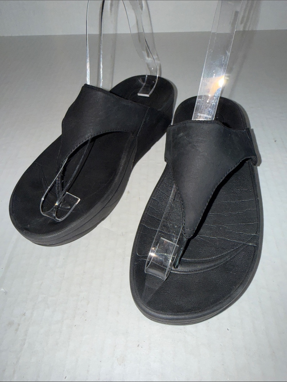 FitFlop Black Matte Leather Sandals